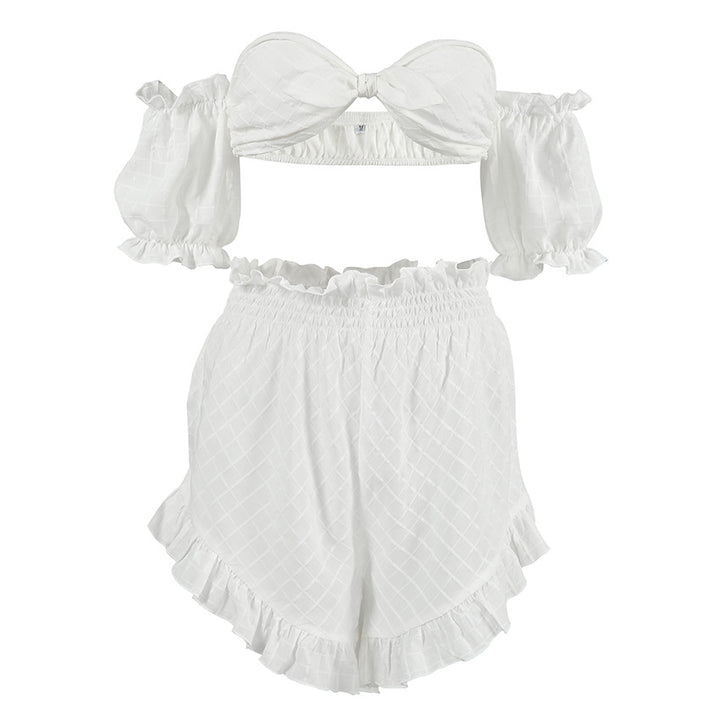 Dame bikini sæt med ruffle detaljer og skulderfri top Stilla