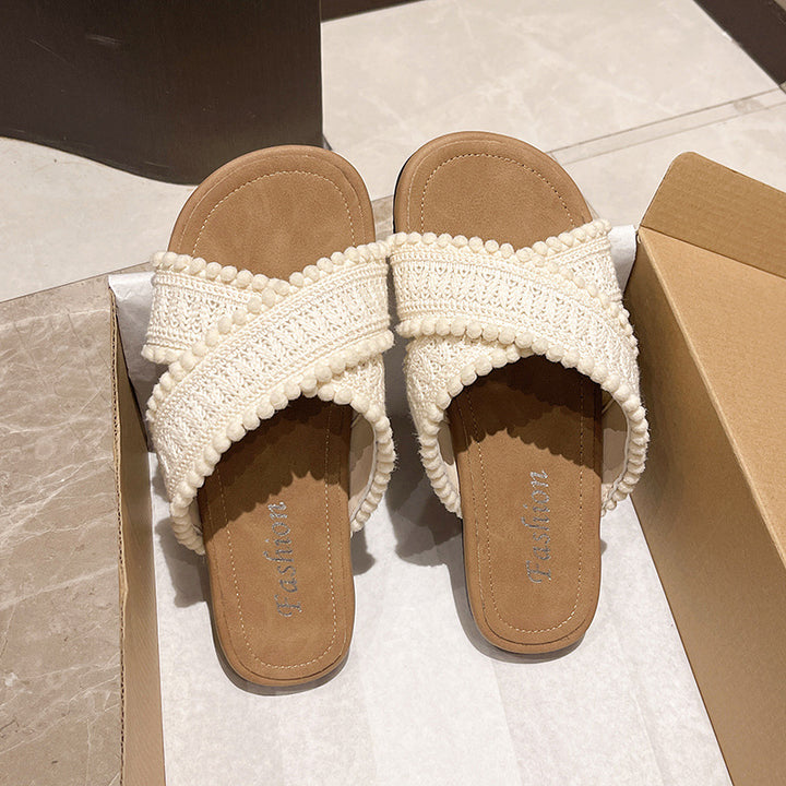 Dame toe sandaler med flettet tekstiloverdel og behagelig fodindlæg Stilla