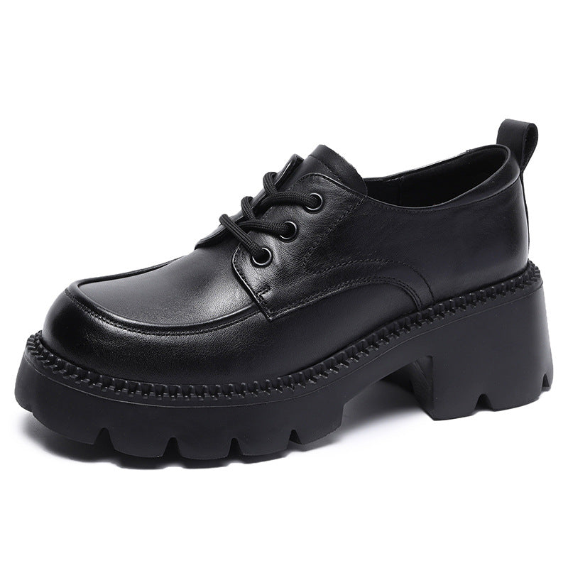 Dame Chunky Platform Oxford Sko med Dekorative Syninger Stilla