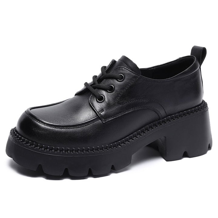 Dame Chunky Platform Oxford Sko med Dekorative Syninger Stilla