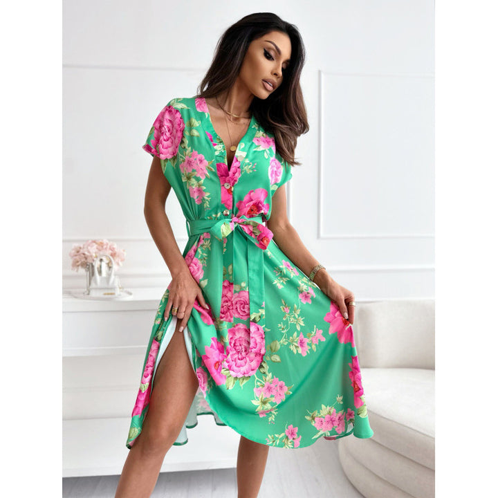 Dame Floral Maxi Kjole med Høj Slids Stilla