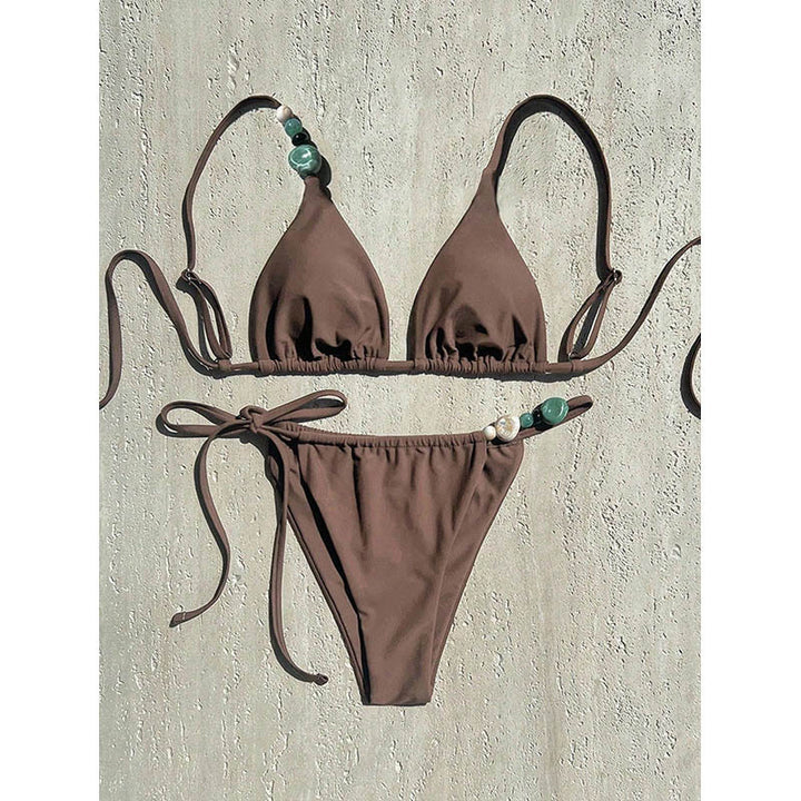 Dame triangel-bikini med håndlavede smykkedetaljer Skovae