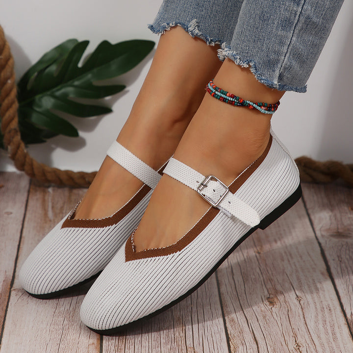 Dame Ballerinas med elegant rem og moderne mønstermix Stilla