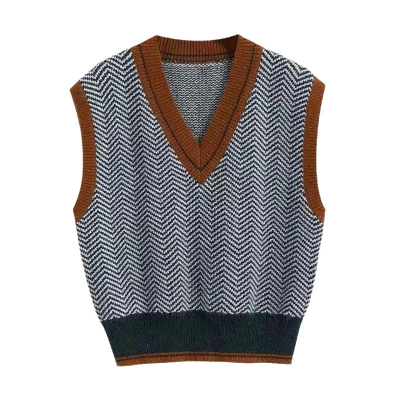 Kvinders cardigan med V-hals og zigzag-mønster Stilla