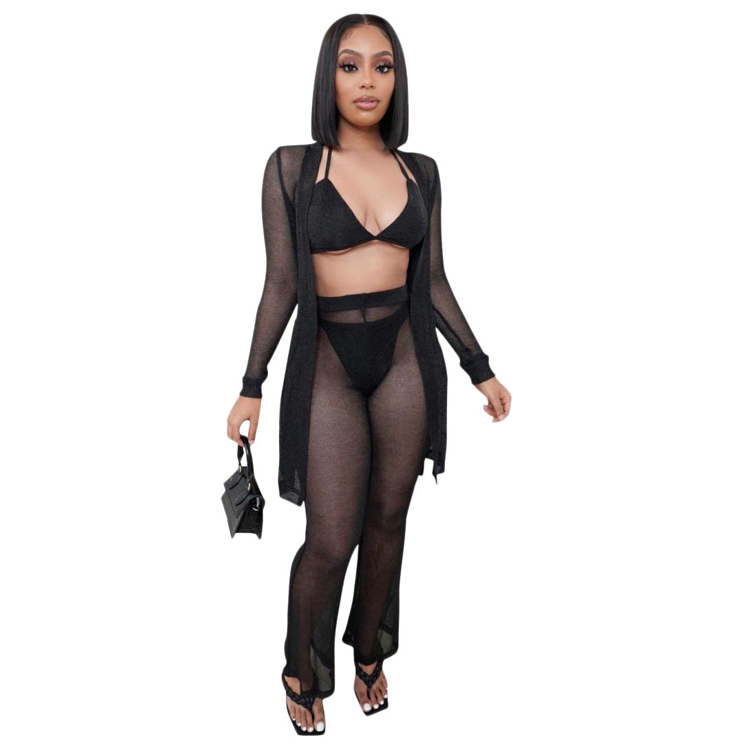 Dame Transparent Bikini Cover-Up Sæt Stilla