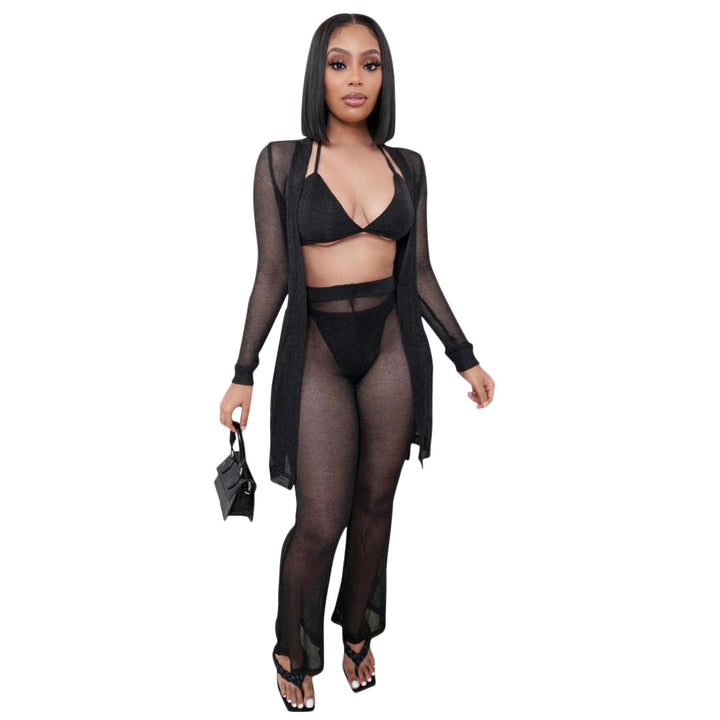 Dame Transparent Bikini Cover-Up Sæt Stilla