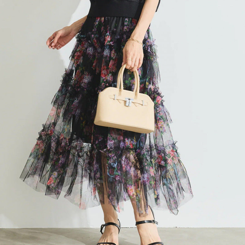 Dame lagdeling blomster maxi nederdel Stilla