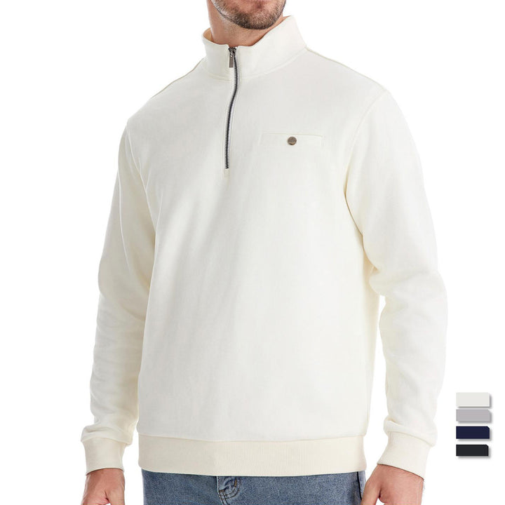 Herrer Fleece Pullover med hochwertig Halvlynlås og praktisk brystlomme Stilla