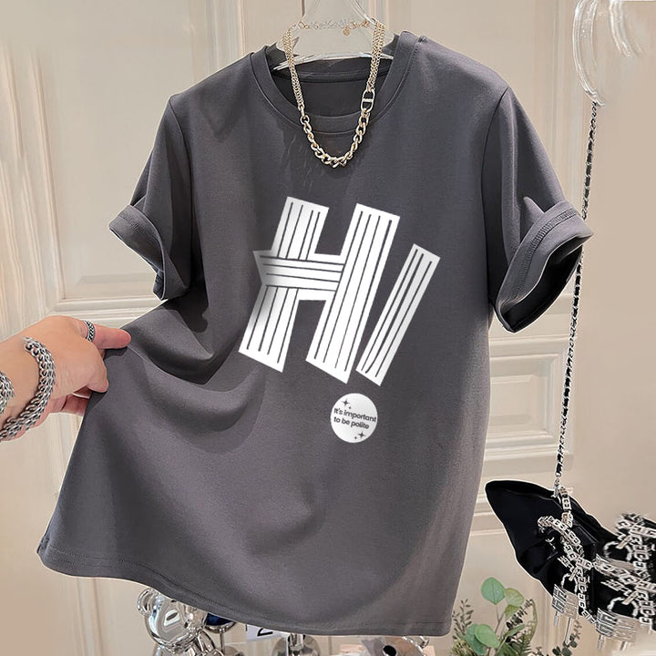 Dame T-shirt med kreativt statement-tryk og behagelig pasform Stilla