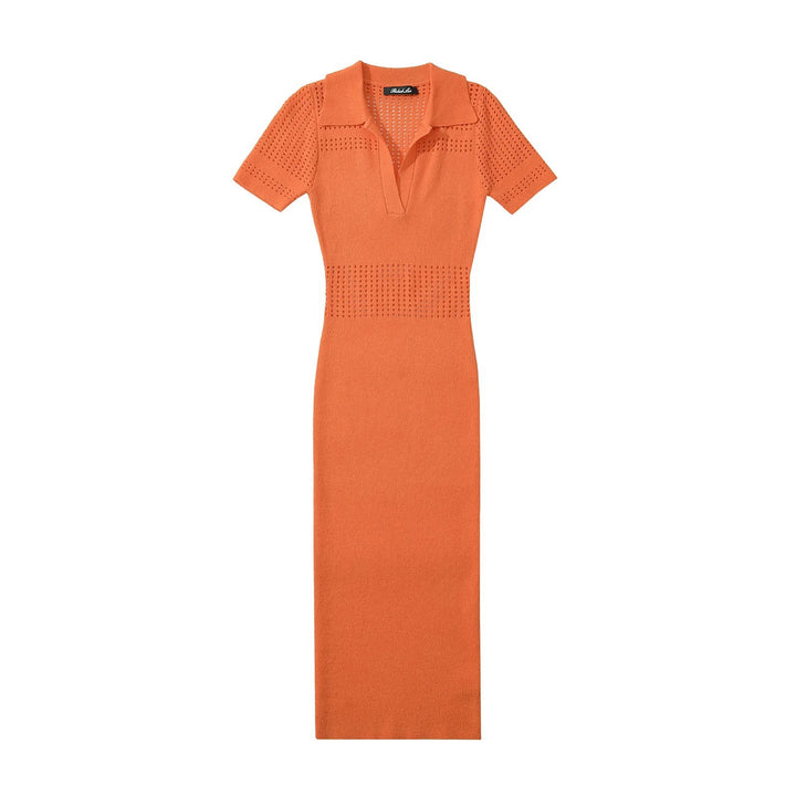 Femme Polo-Style Strik-Maxikjole med åndbart design Stilla