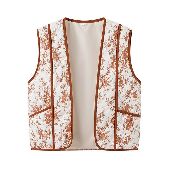 Dame Frynset Vest med blomsterdesign og praktiske lommer Stilla