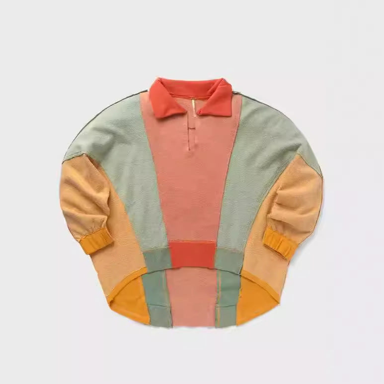 Dame moderne oversized pullover med unik farvemix Stilla