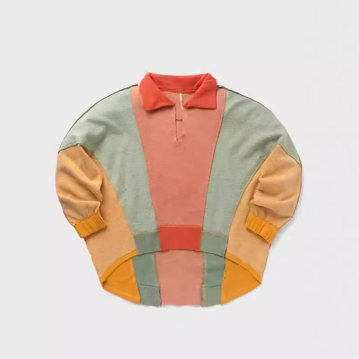 Dame moderne oversized pullover med unik farvemix Stilla
