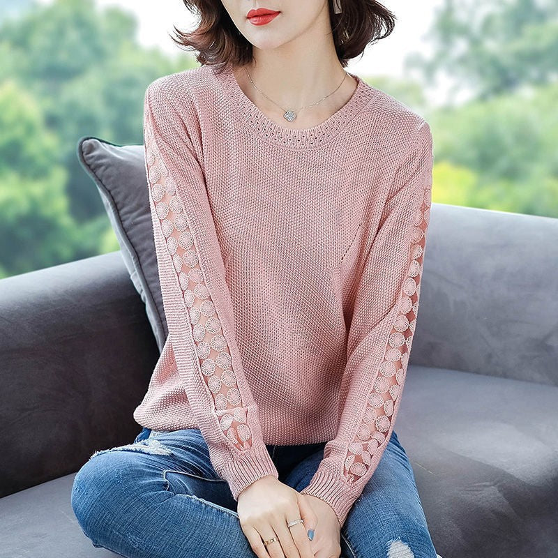Dame Elegant Strik Sweater med Gittermønster Stilla