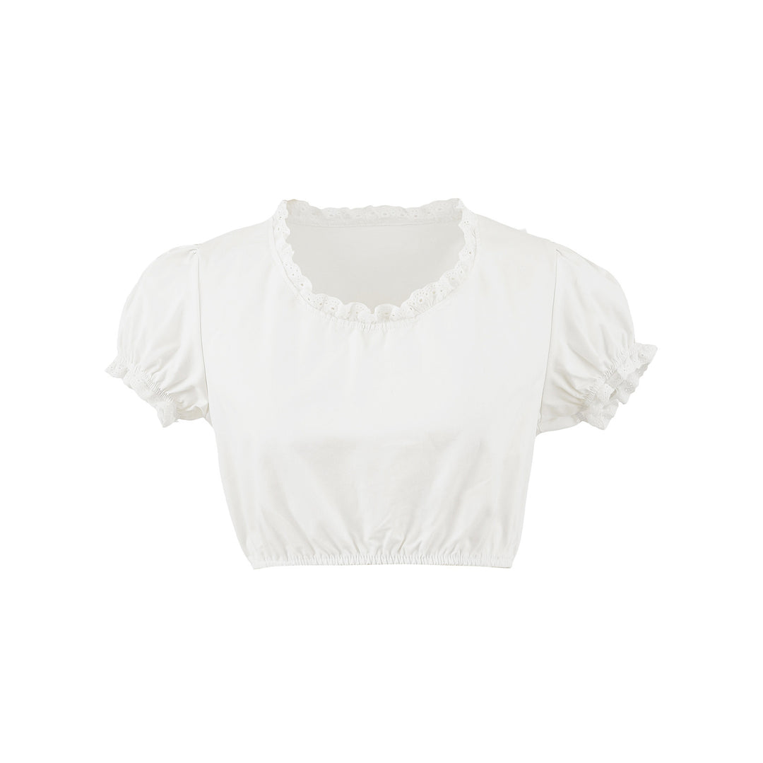 Dame Korteærmet Rynket-Crop-Top med elastisk Søm Stilla
