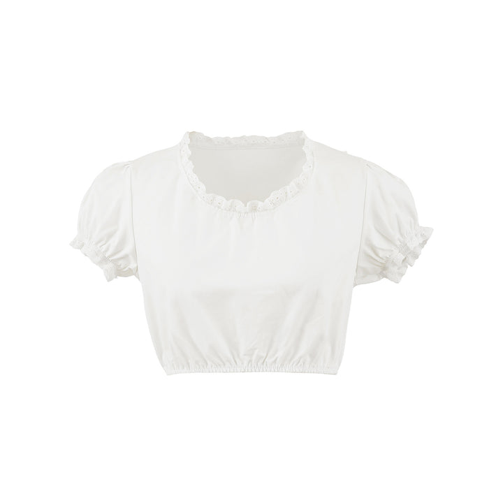 Dame Korteærmet Rynket-Crop-Top med elastisk Søm Stilla