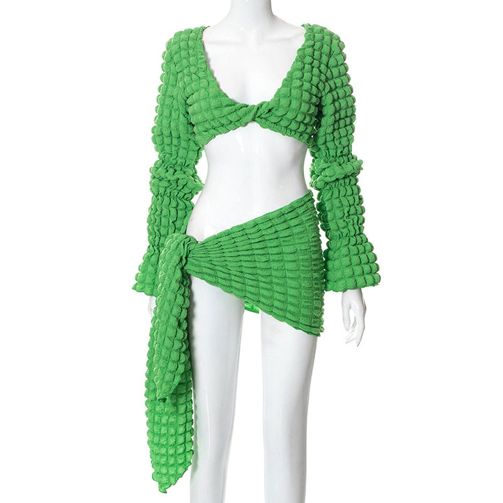Femme Cut-Out Tekstureret Wrap Top Stilla