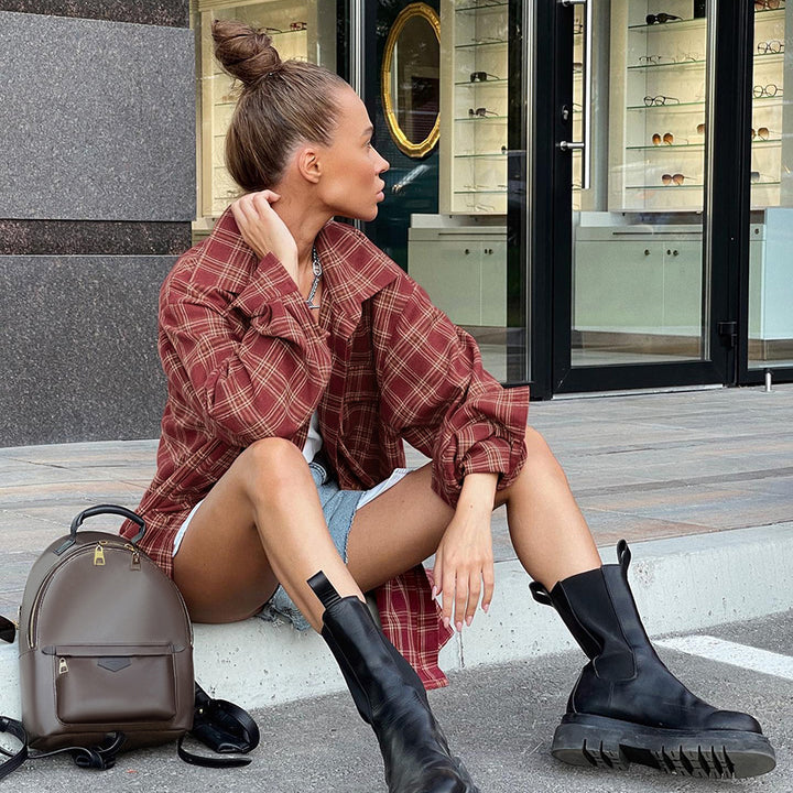 Dame Oversized Karo Skjorte Stilla