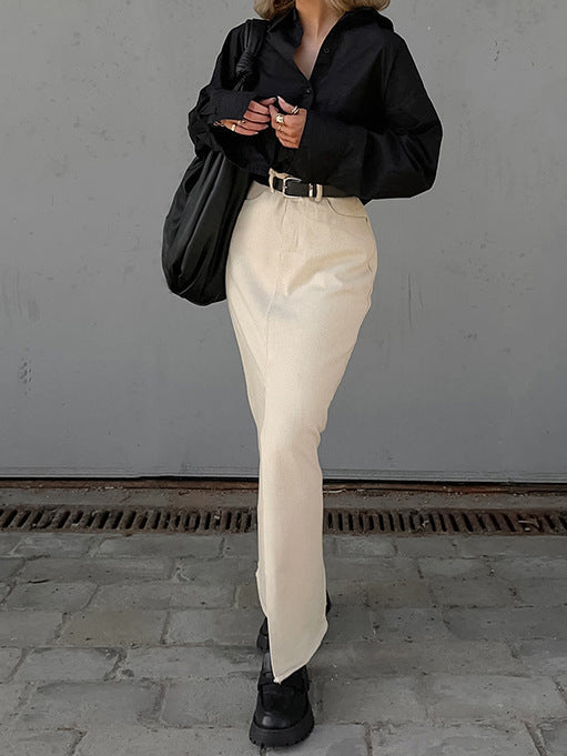 Dame Elegant Oversized Skjorte med Strukturerede Ærmer Stilla