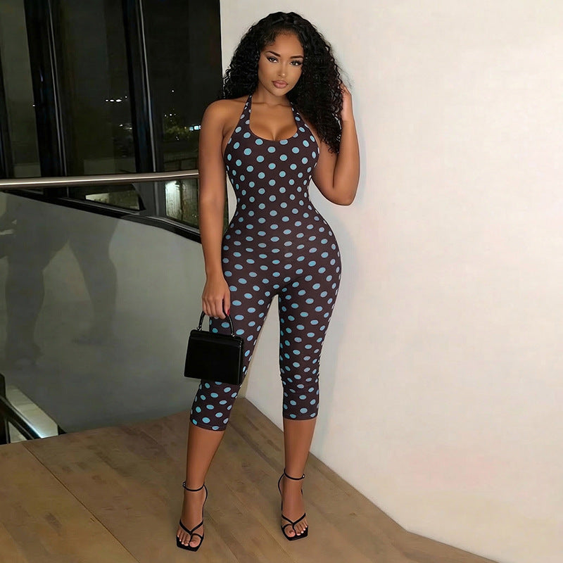 Damen Figurformender Jumpsuit mit Polka-Dots und schmalem Schnitt Skovae