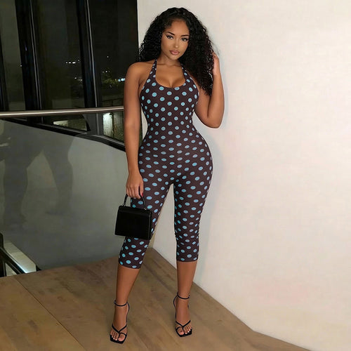 Damen Figurformender Jumpsuit mit Polka-Dots und schmalem Schnitt Skovae