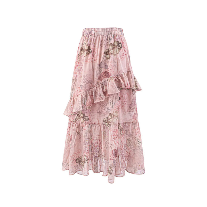 Dame ruffle sommer skirt i floral design Skovae