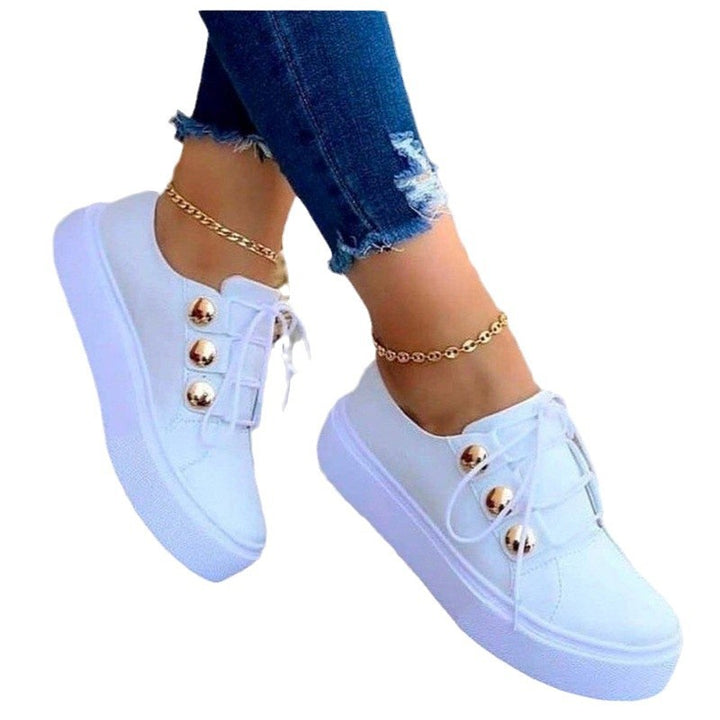 Dame modiske Plateau-Sneakers med skinnende detaljer og elegant snøring Stilla