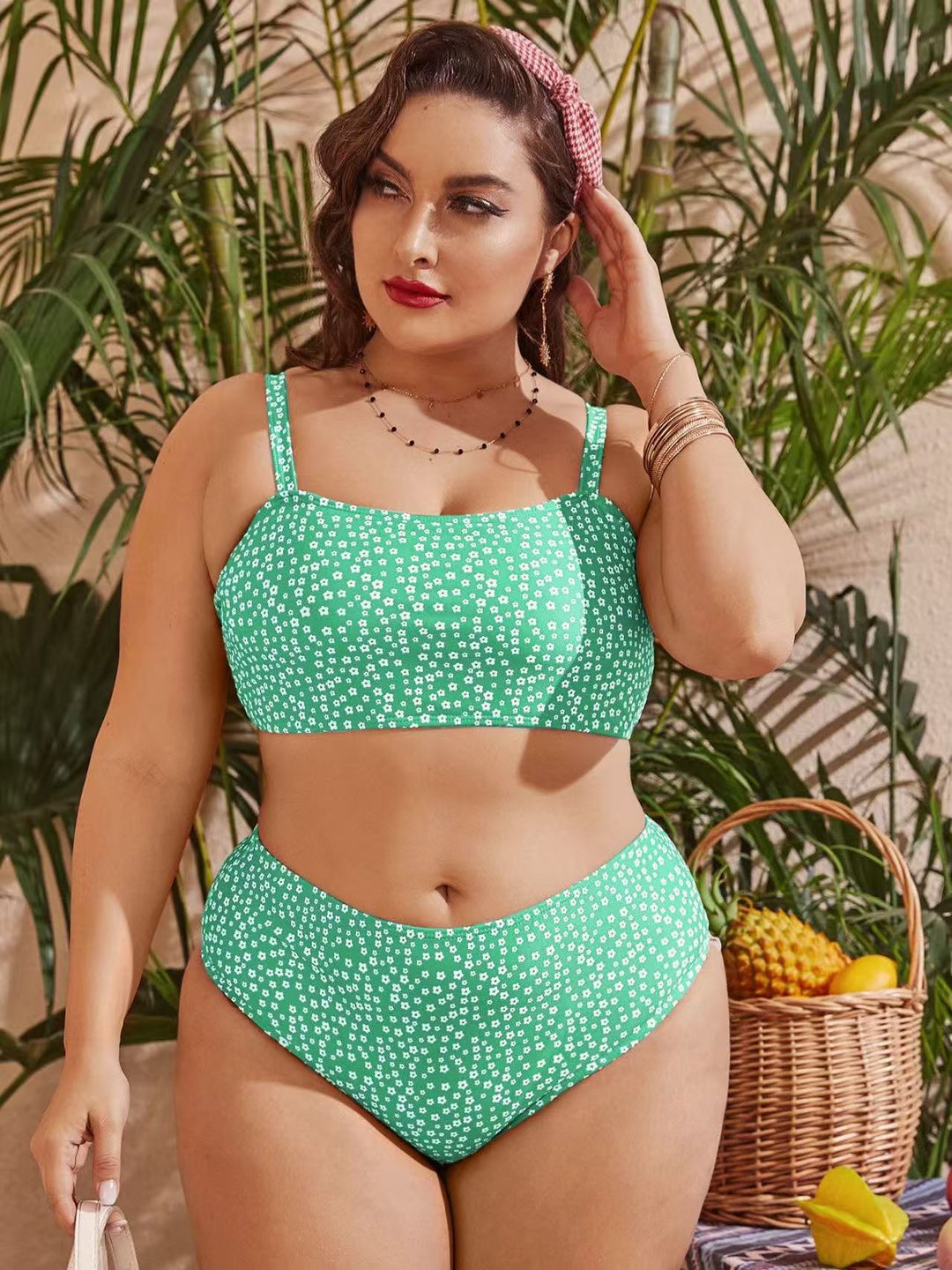 Dame Højskåret bikini med legende prikdesign Skovae