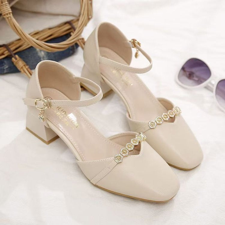 Dame elegant Slingback-pumps med modet rhinsten pynt Stilla