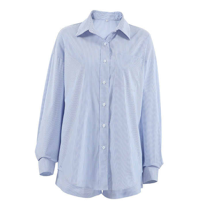 Dame legere Blusenshirt- og Short-sæt med moderne detaljer Stilla