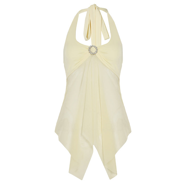 Damen elegantes Haltertop mit dekorativem Ringdetail Skovae