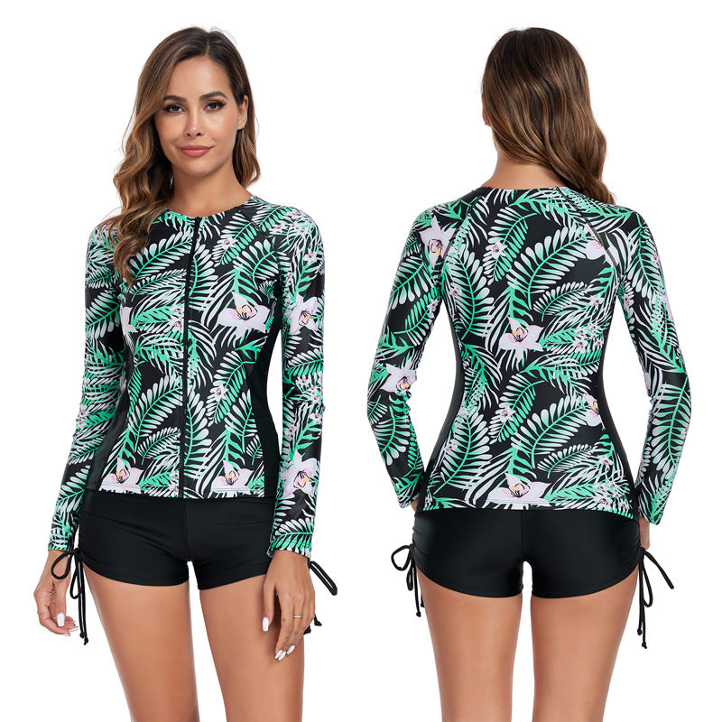 Dame UV-beskyttelse surfdragt med fashionabel blomsterdesign og lange ærmer Stilla