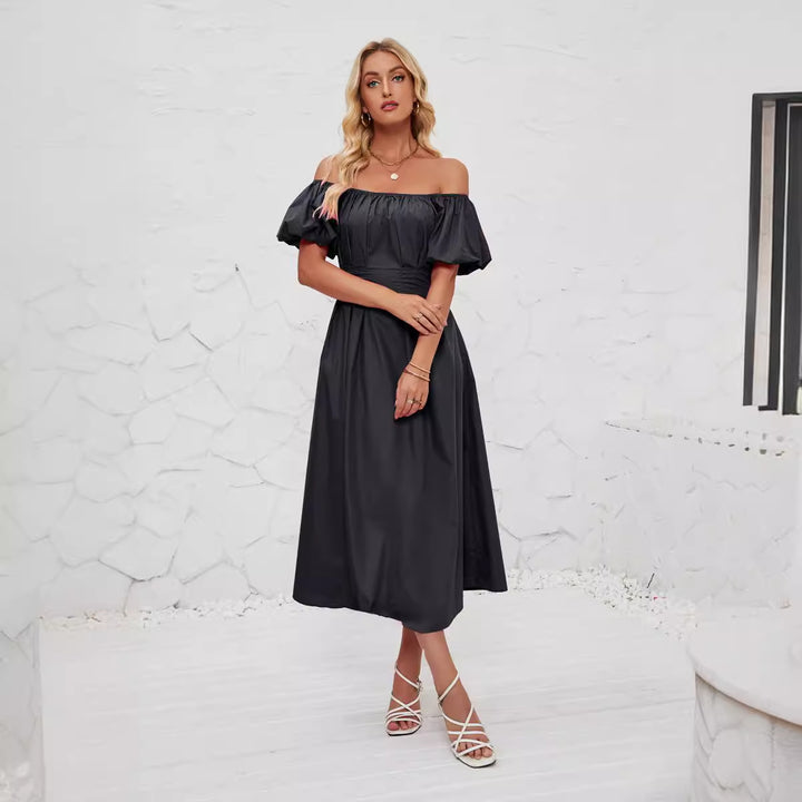 Damer Off-Shoulder Maxikjole med voluminøse pufærmer og sidelommer Stilla