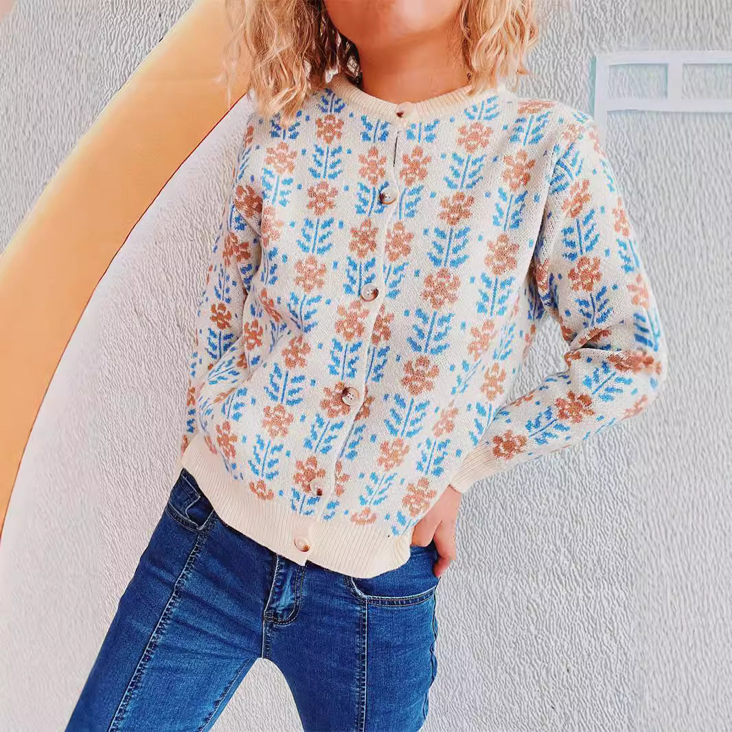 Kvinder hyggelig cardigan med blomster mønstre Stilla