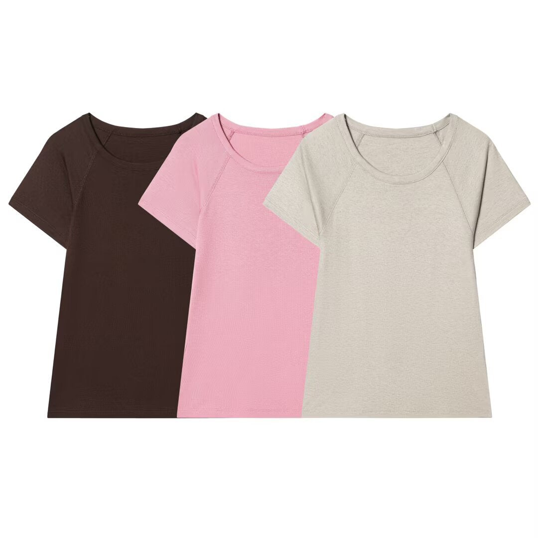 Dame Casual T-shirt med rund halsudskæring og behagelige raglanærmer Skovae