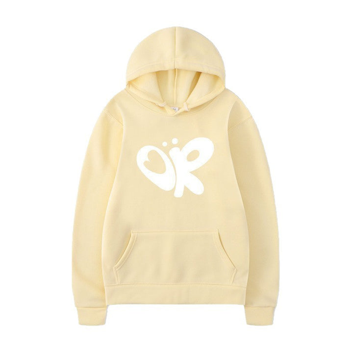 Dame hoodie med stort print og praktisk kænguru lomme Skovae