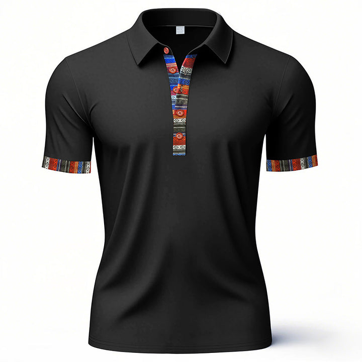 Herre Poloshirt med farverig krave og ærmeafslutninger Stilla