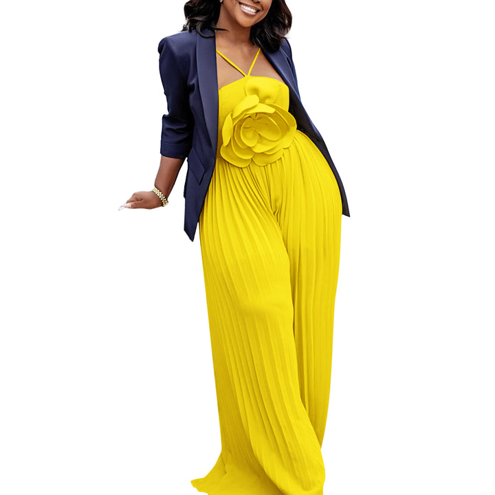 Dame Plissees Jumpsuit med blomster overdel Stilla