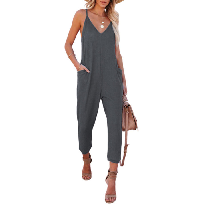 Dame Casual Jumpsuit med spaghetti stropper og praktiske lommer Stilla