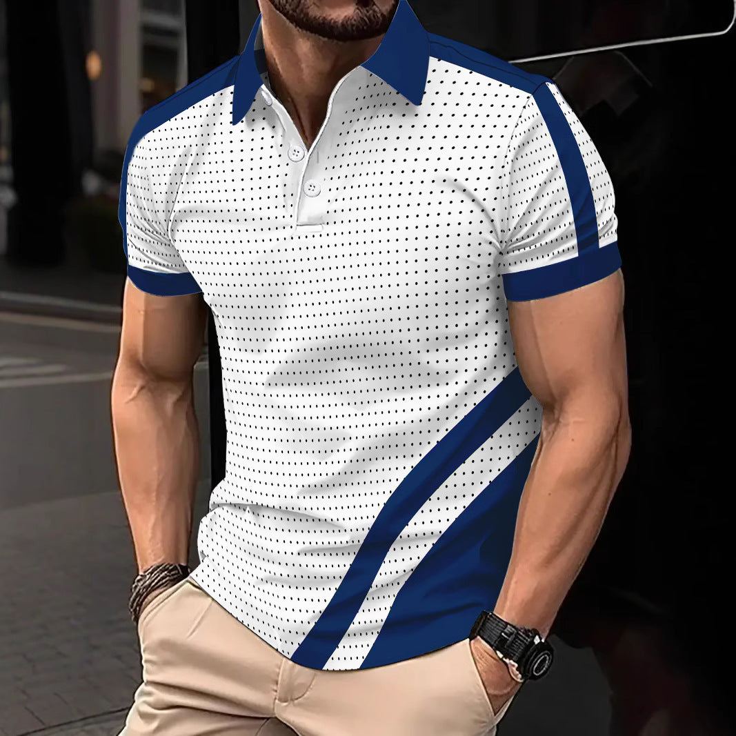 Herre polo t-shirt med moderne prikkemønster og sportslige accenter Stilla