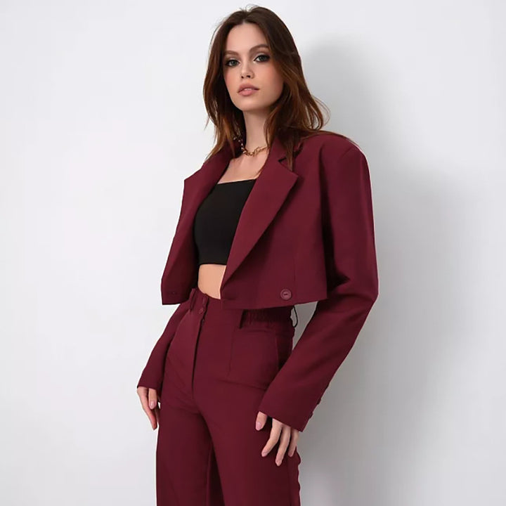 Dame Cropped Blazer i moderne stil med elegante vide bukser Stilla