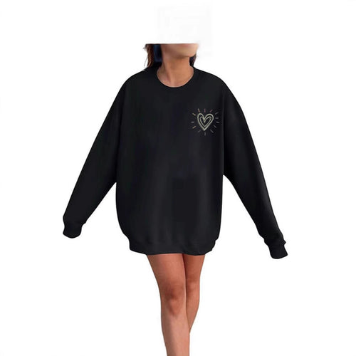 Kvinderne Oversized Hoodie med Sødt Hjerte Motiv og Casual Snit Stilla