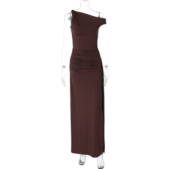 Dame Elegant Maxikjole med asymmetrisk snit og rynkede detaljer Stilla
