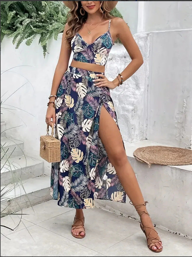 Kvinder Tropical Print To-delt Maxi Sæt Stilla