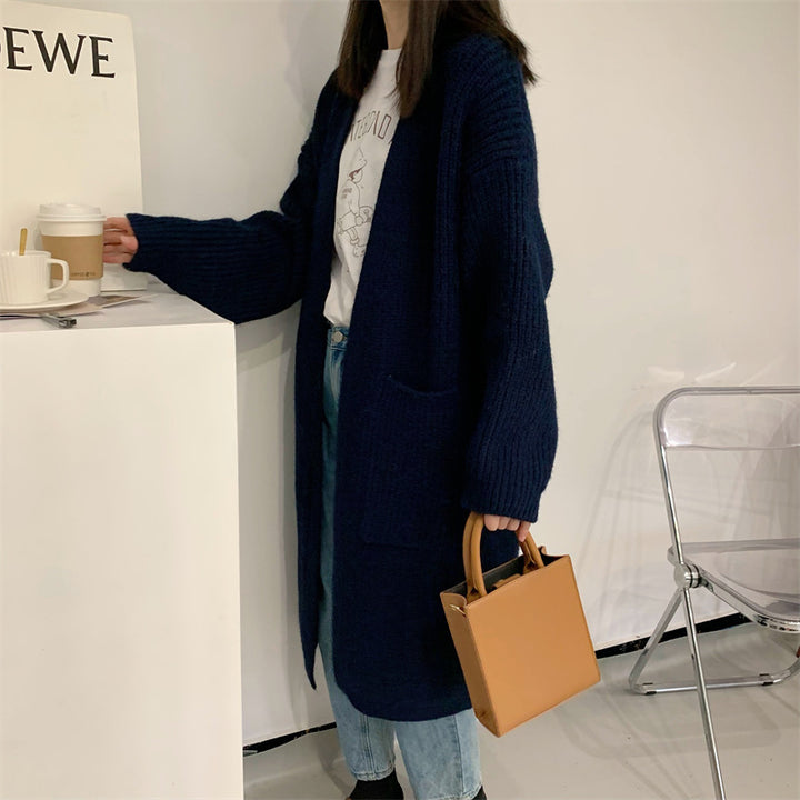 Kvinders Plus Size Strikket Cardigan med Casual Skæring og Lommer Stilla