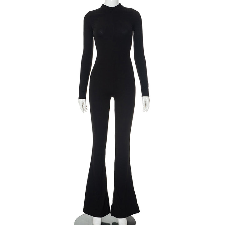 Dame Udringet Langærmet Jumpsuit med Lynlåsdetaljer Stilla