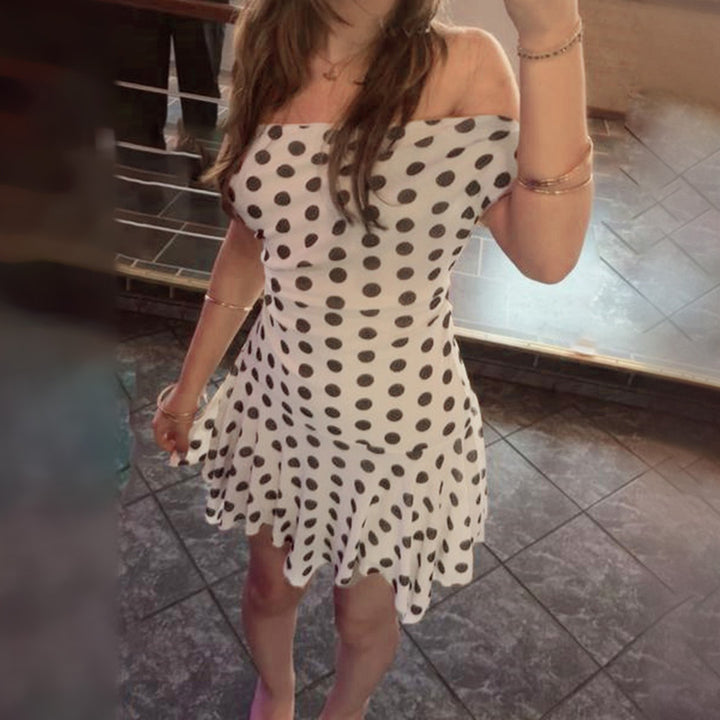 Damer legende Polka Dot Kjole med let stof og dyb V-udskæring Skovae