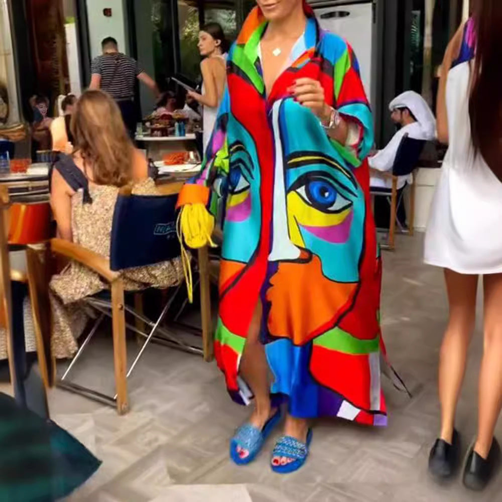 Dame kreativ Kimono med farverigt mønster Stilla