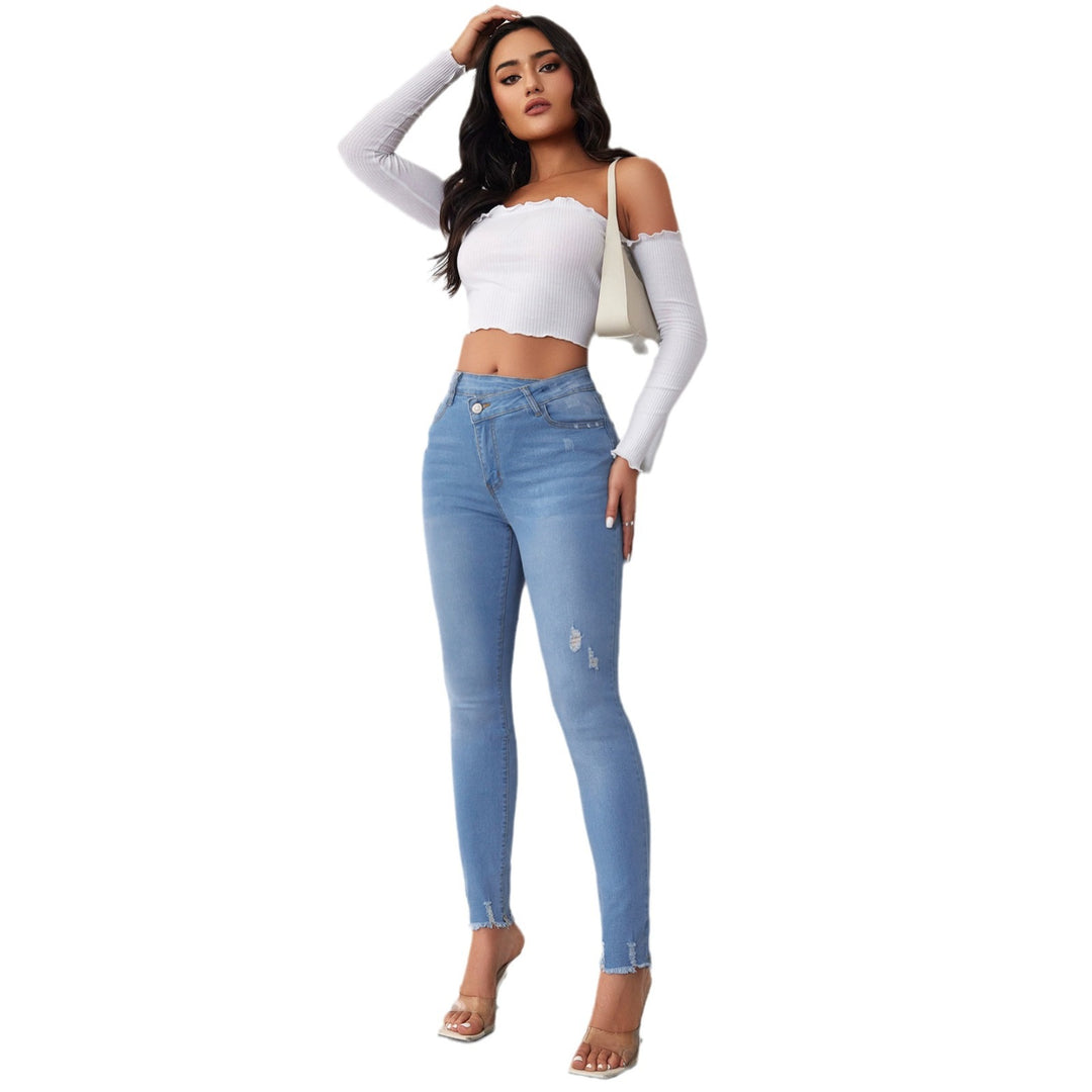 Dame Højtskårne Slim Fit Jeans med opslidt søm Stilla
