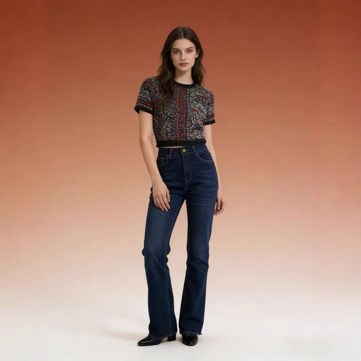Dame høj taljede Bootcut jeans i elegant design Skovae